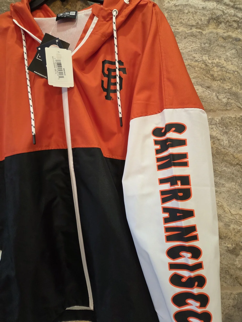 NWT New Era San Francisco Colorblock Windbreaker Jacket - Orange/Black/White